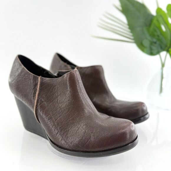 Kork Ease Natalya Women's 8 M Brown Leather Zip Wedge Ankle Bootie Shoes - Picture 1 of 14